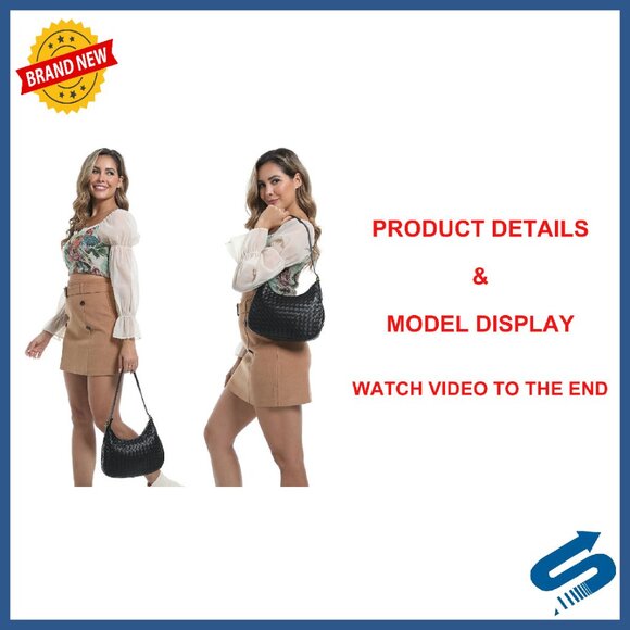 Woven Leather Crossbody Bag with Zipper Adjustable Strap Lightweight Tote - Picture 8 of 8